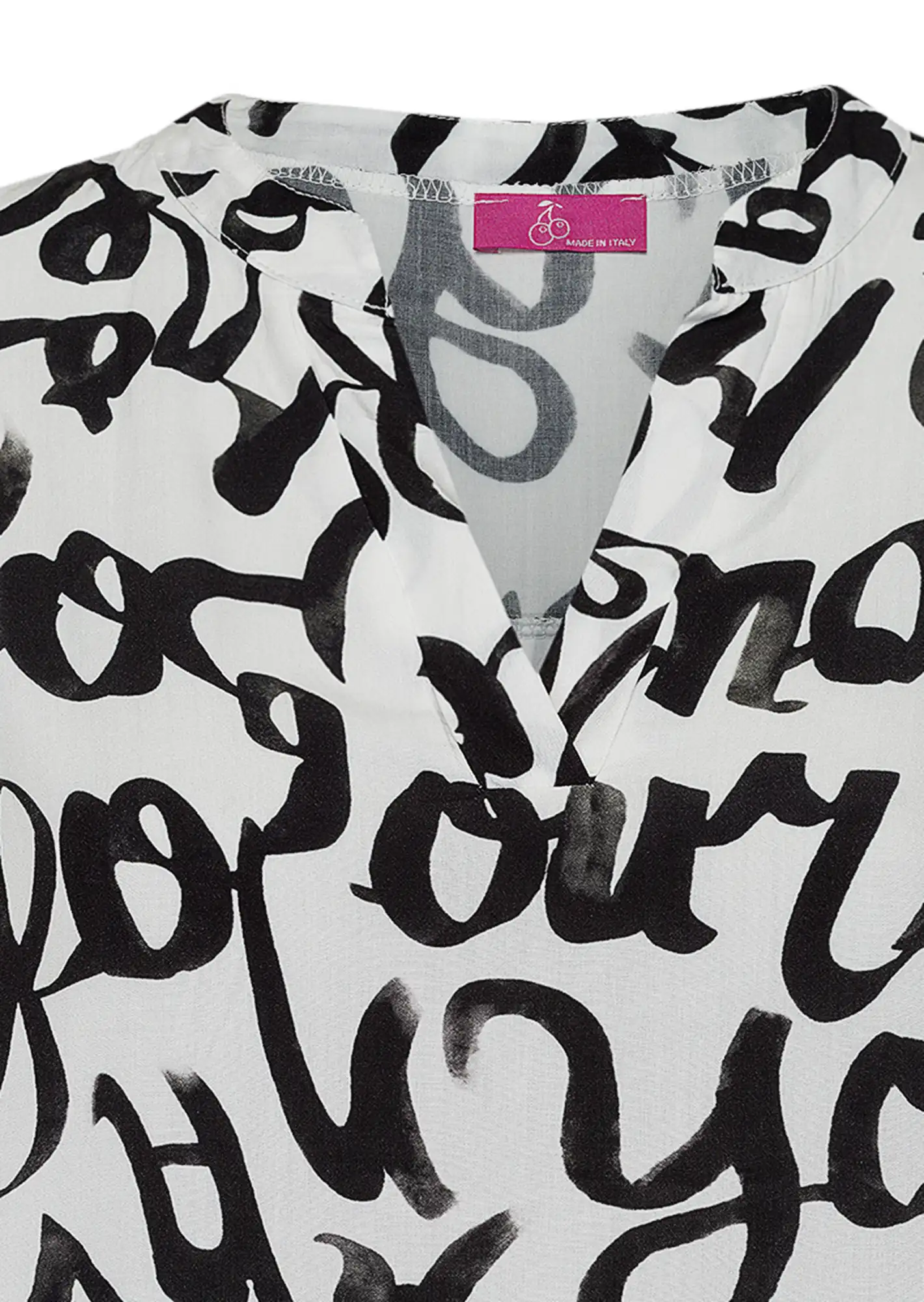 Bluse mit Lettering, weiß