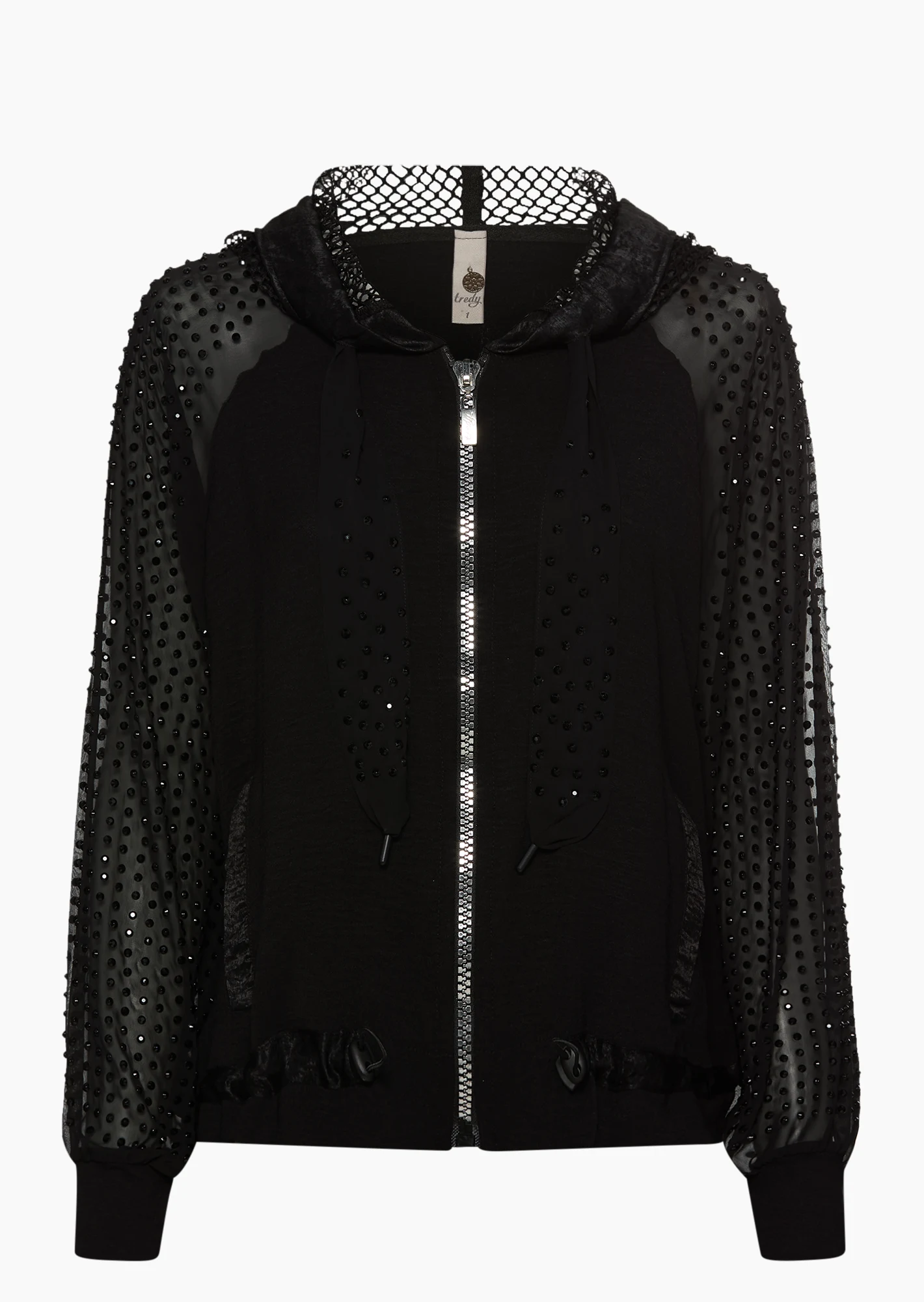 Jacke mit Ziernieten, schwarz