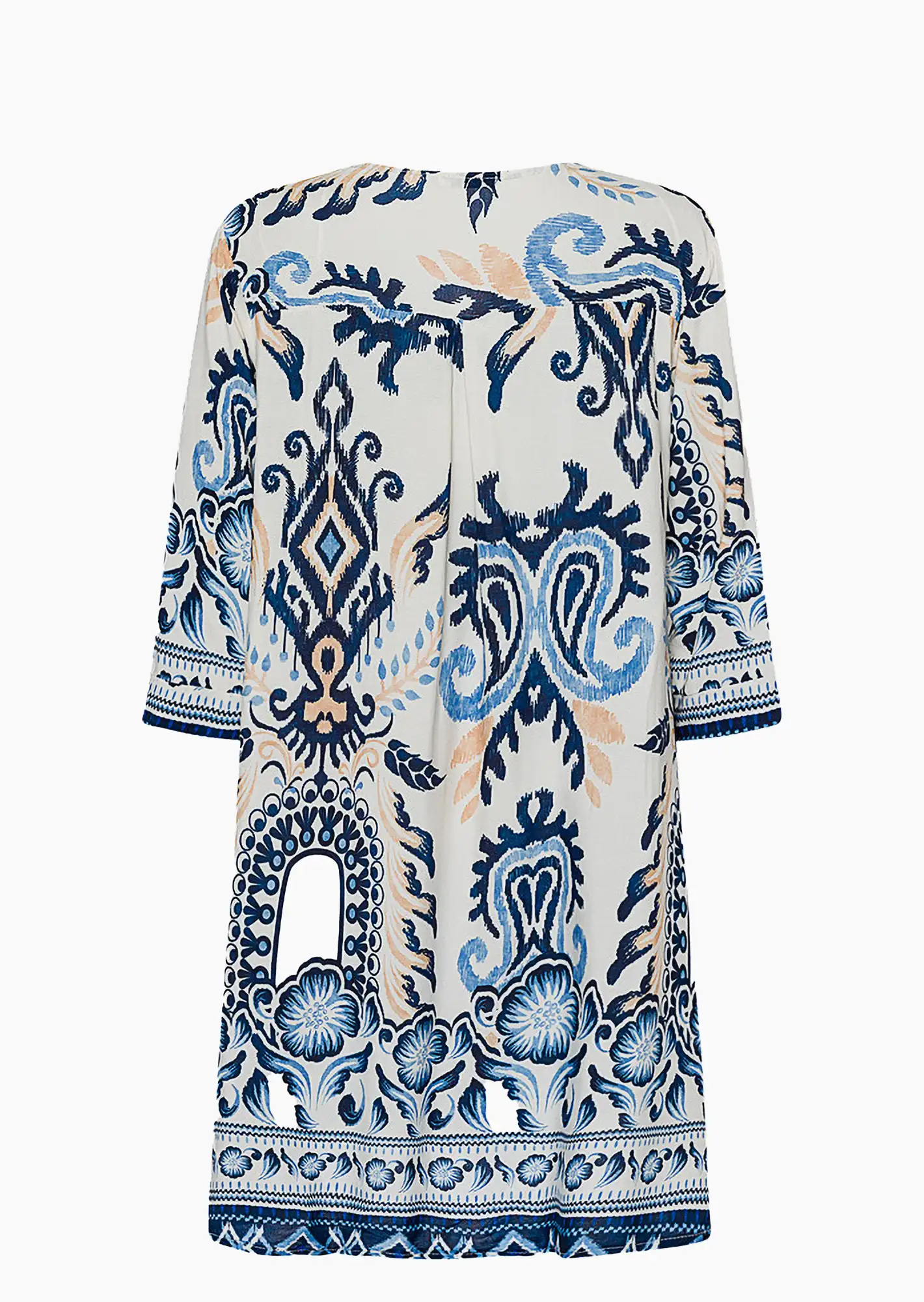 Tunika 'Floral', navy-offwhite