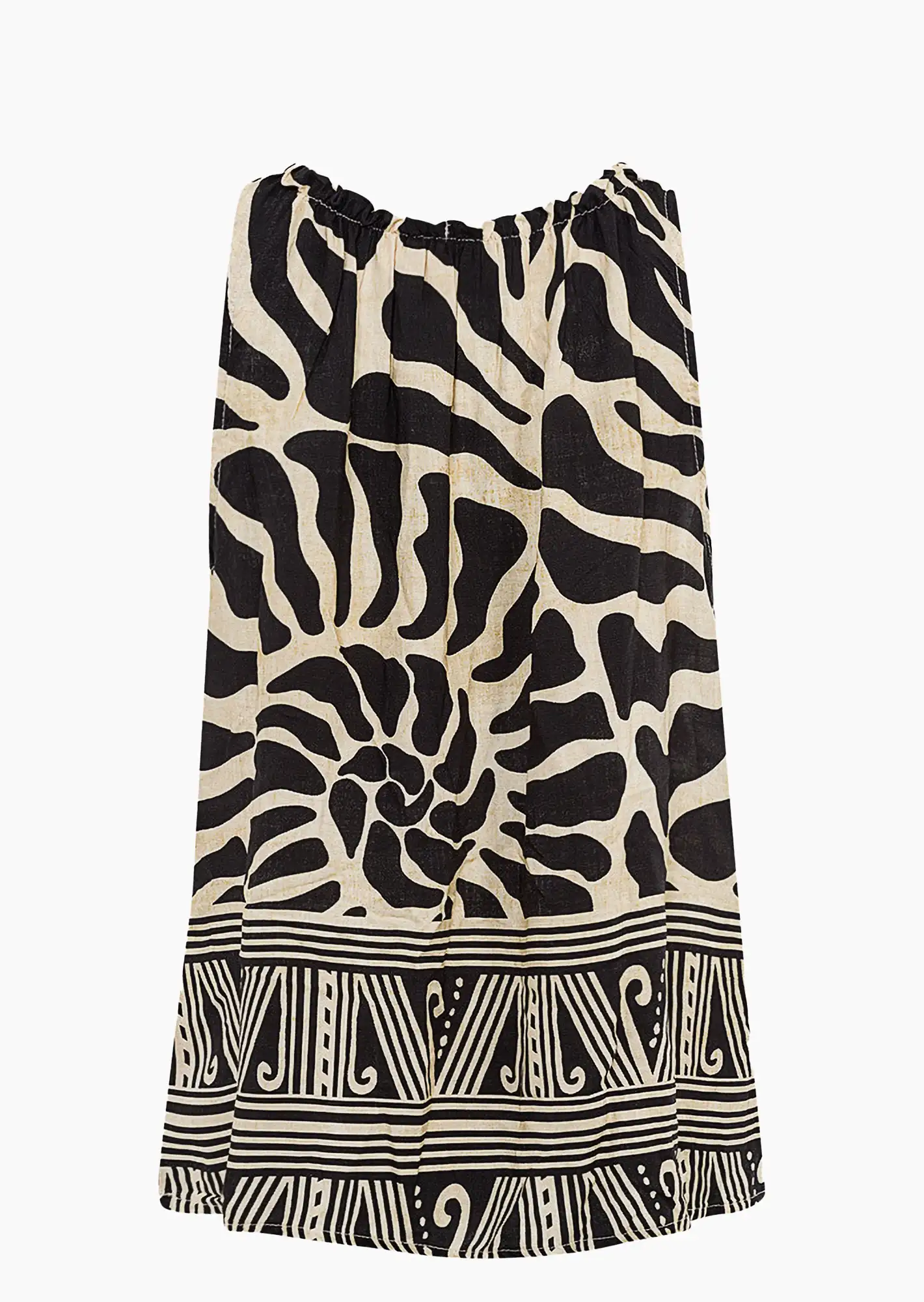 Bluse im Alloverprint, schwarz-beige