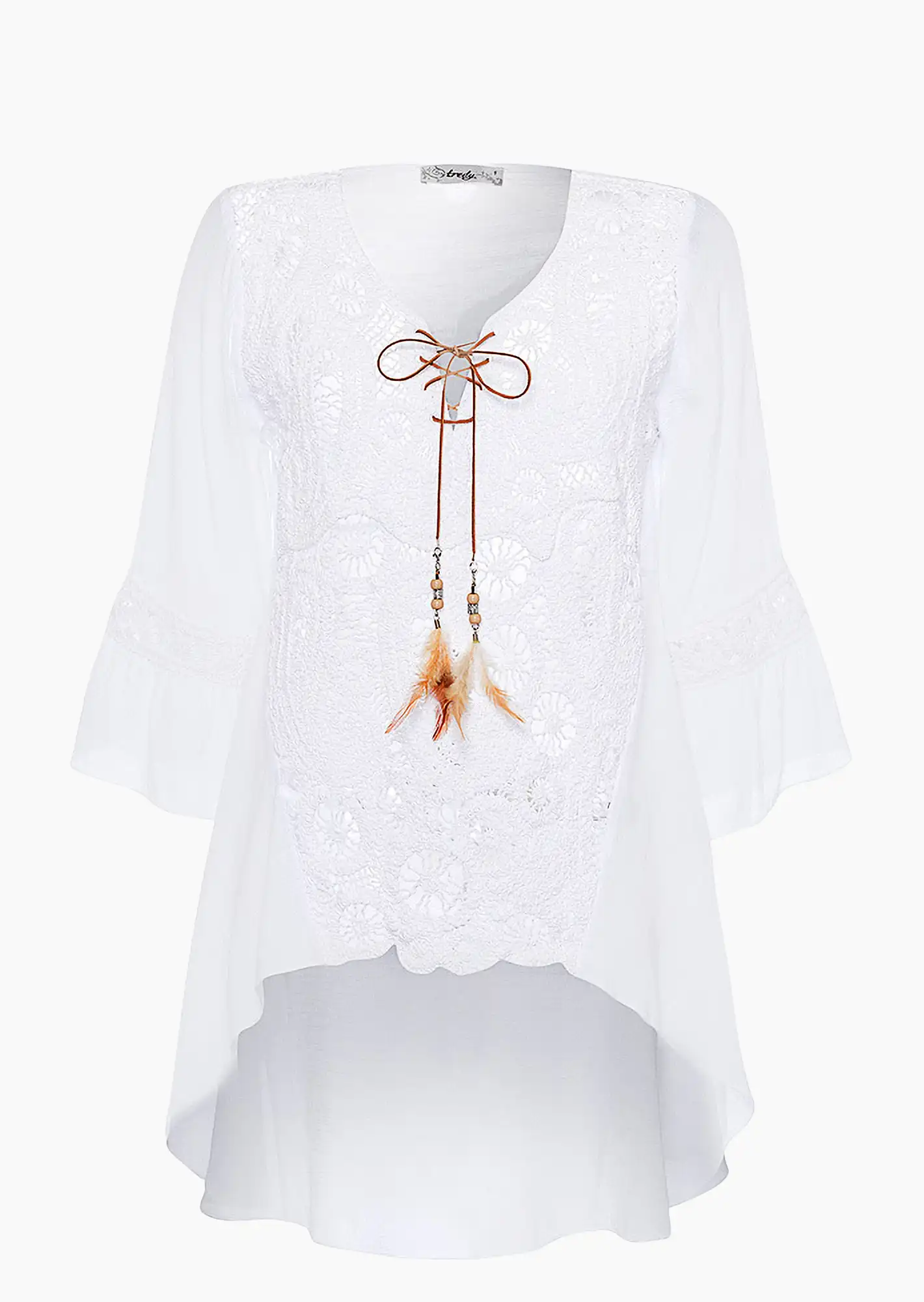 Bluse mit Crochet, weiß