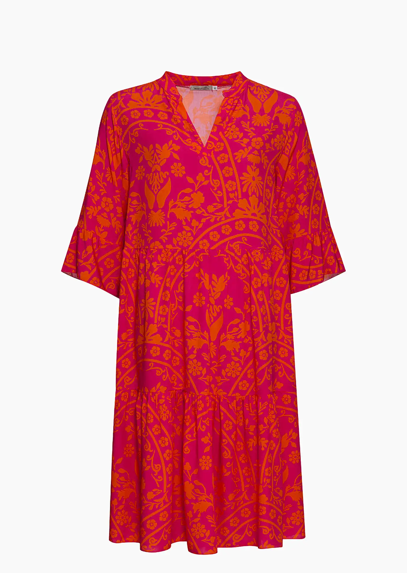 Kleid mit Volants, pink-orange
