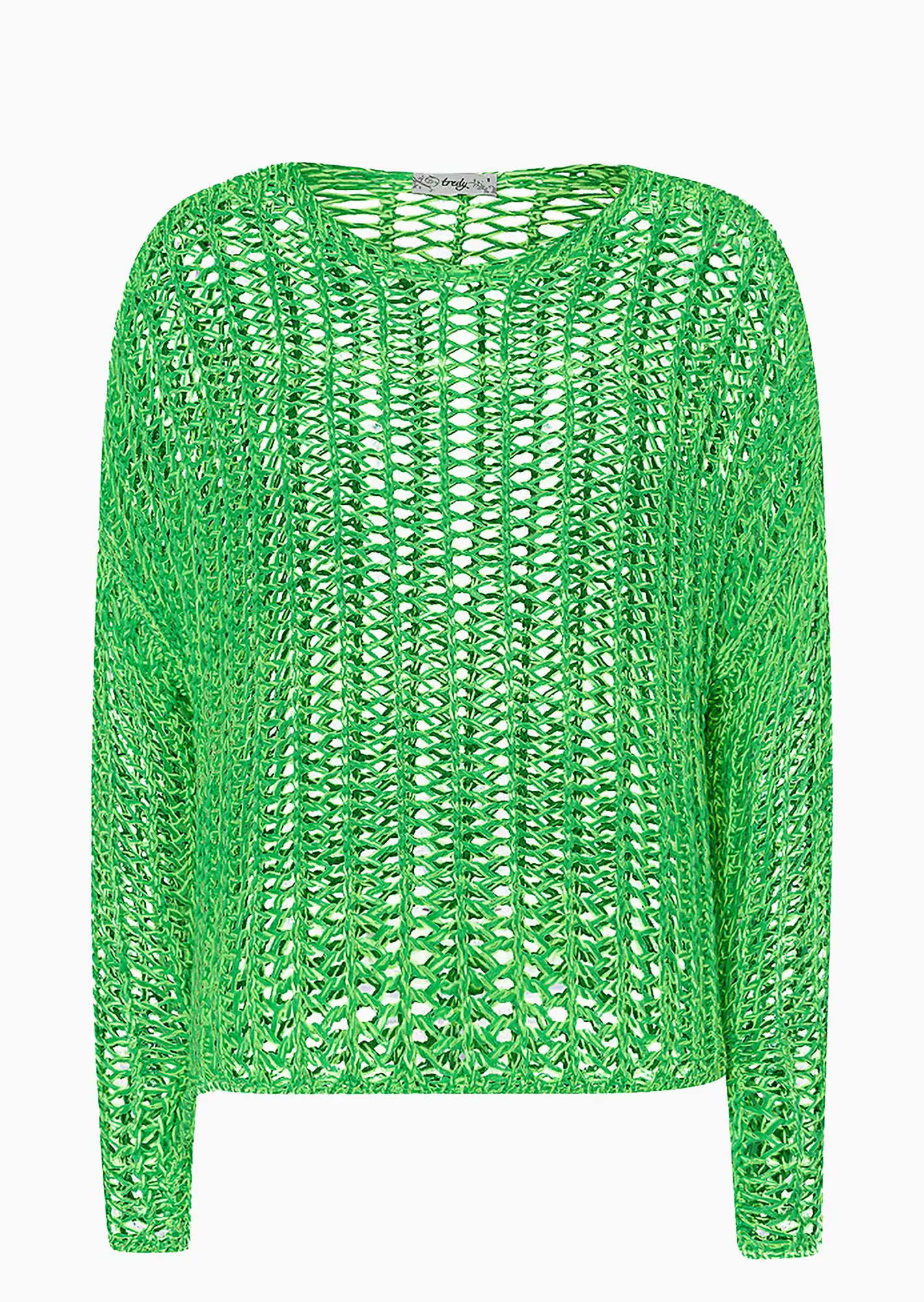 Pullover im Lochstrick, grün