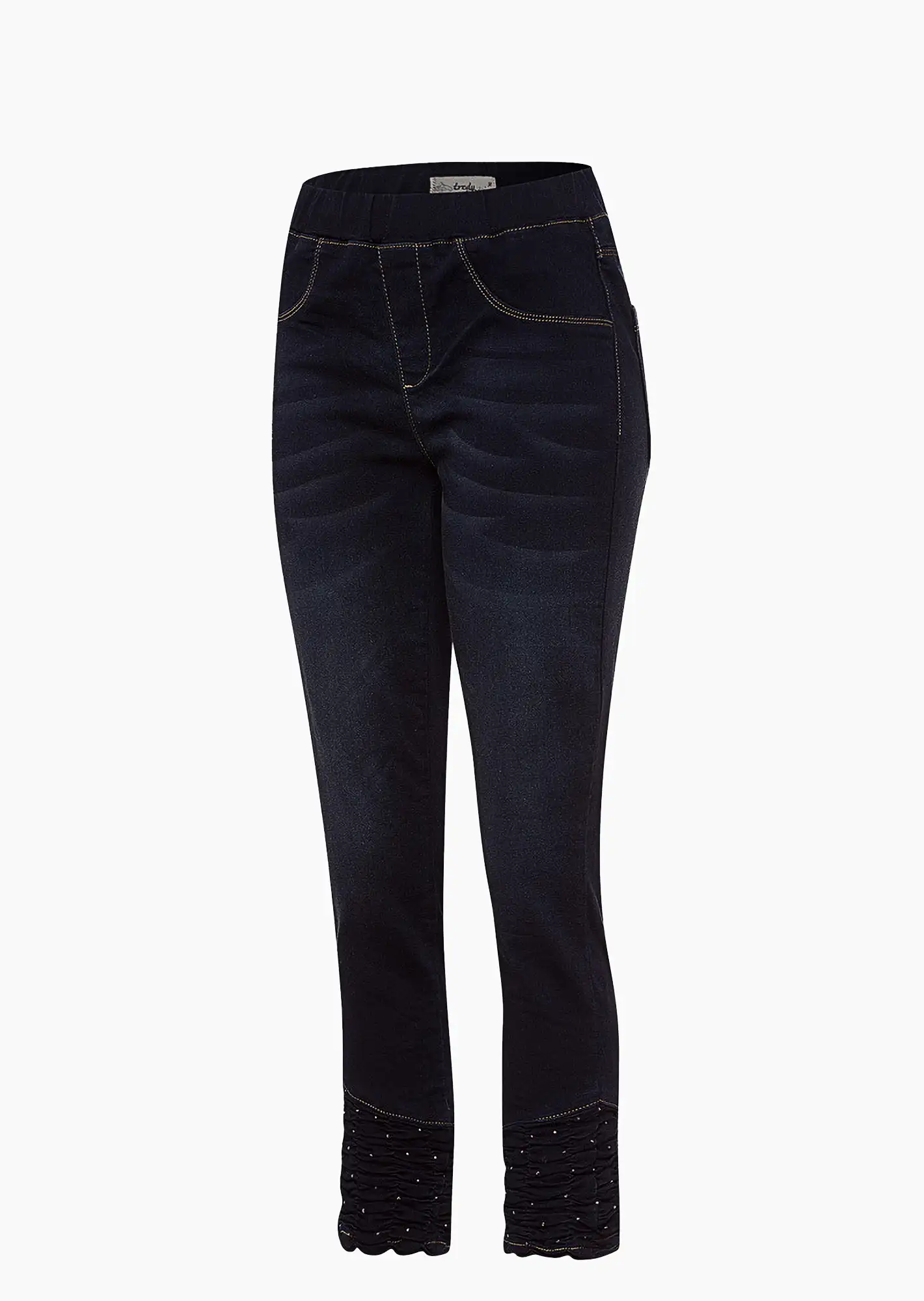 Jeggings mit Raffung, dark blue denim