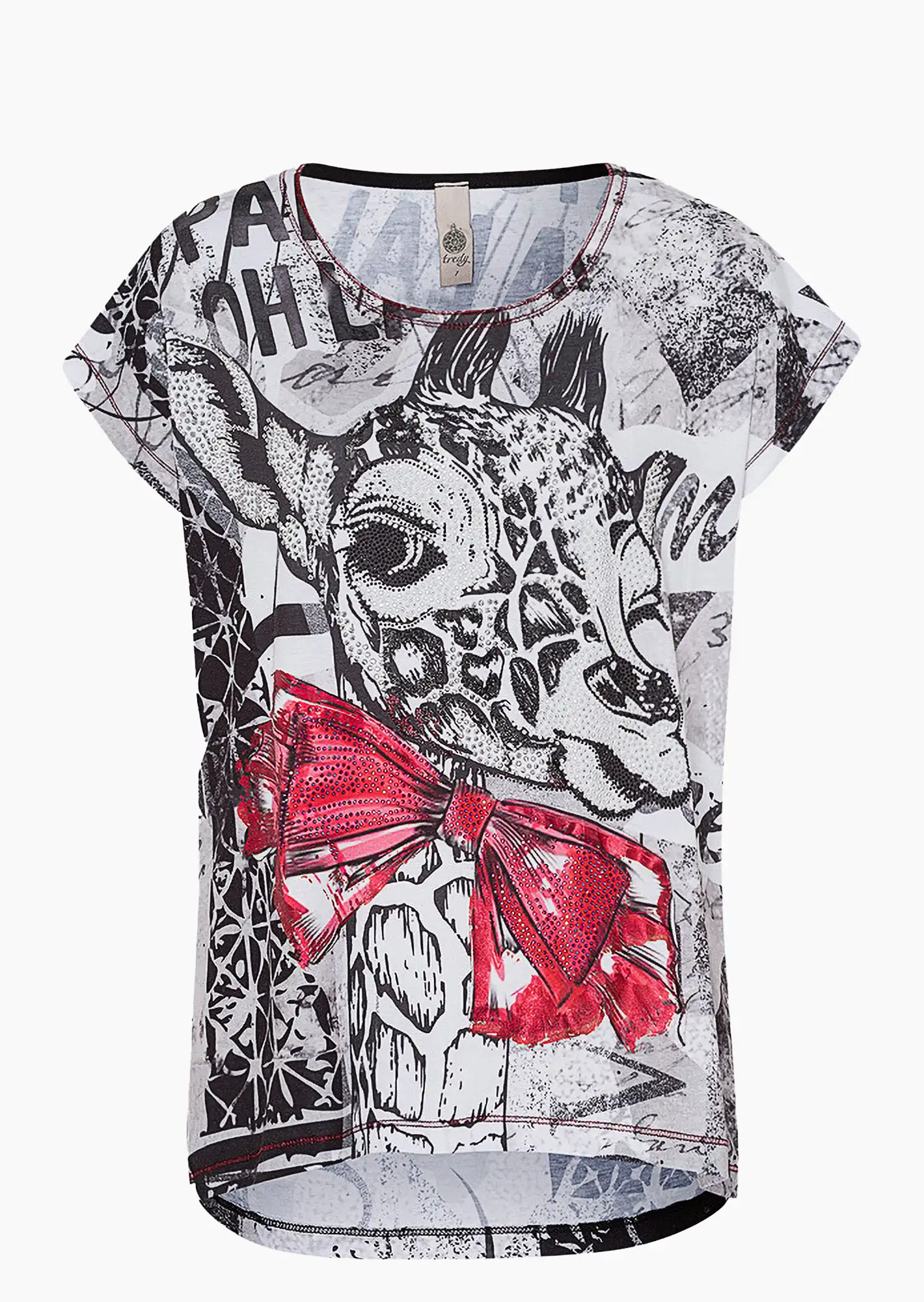 Shirt 'Giraffe', schwarz-weiß