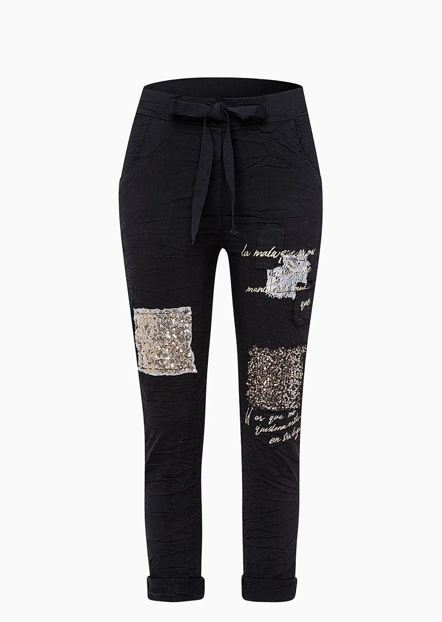 Joggpants mit Patches, schwarz