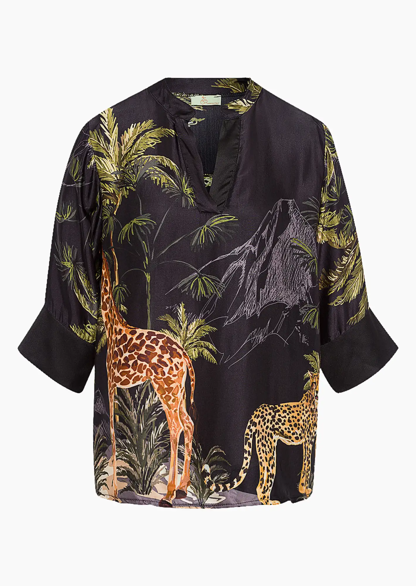 edle Bluse 'Safari', schwarz