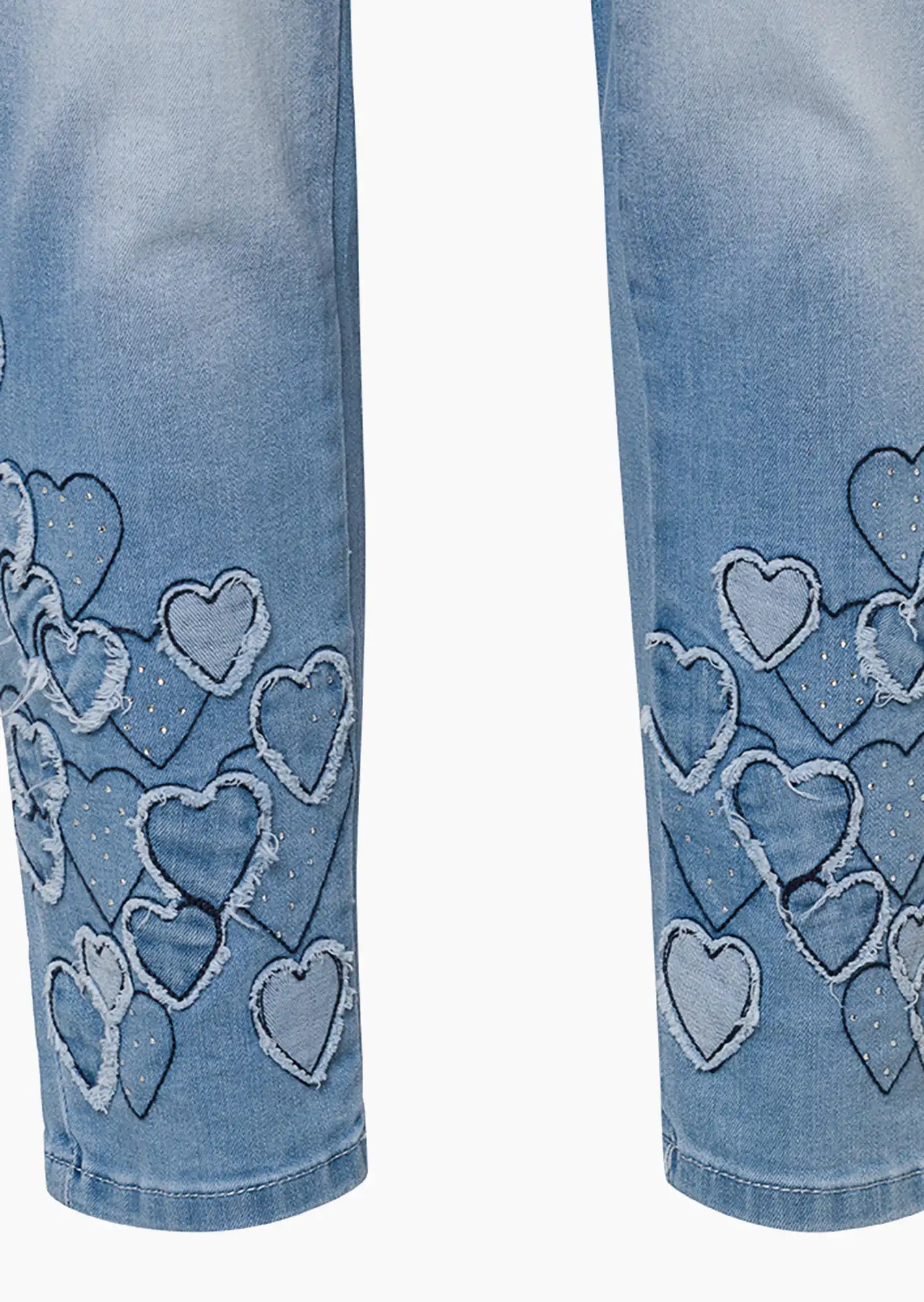 Jeans mit Herzen, light blue denim