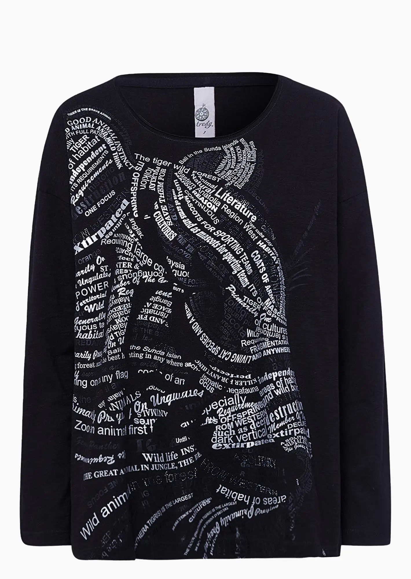 Langarmshirt mit Lettering, schwarz