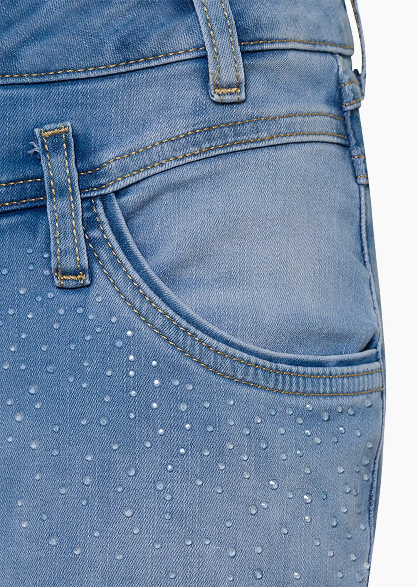 Jeans mit Ziersteinen, bleached denim