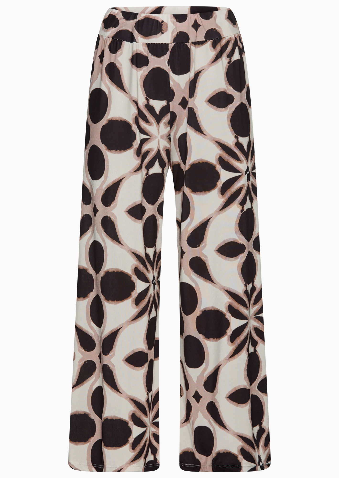 Wide Leg Hose, schwarz-beige
