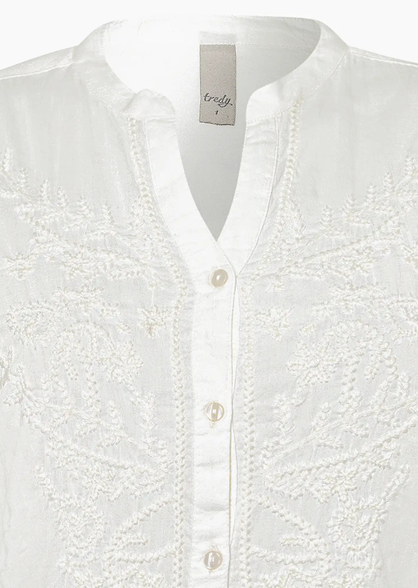 lange Hemdbluse mit Stickerei, offwhite