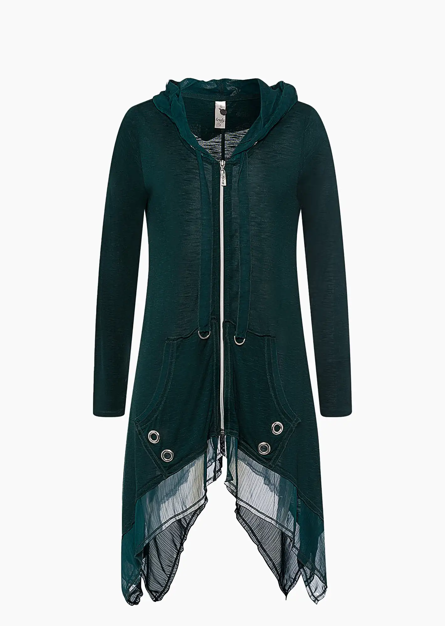 Kapuzenshirtjacke mit Zipfelsaum, forest green