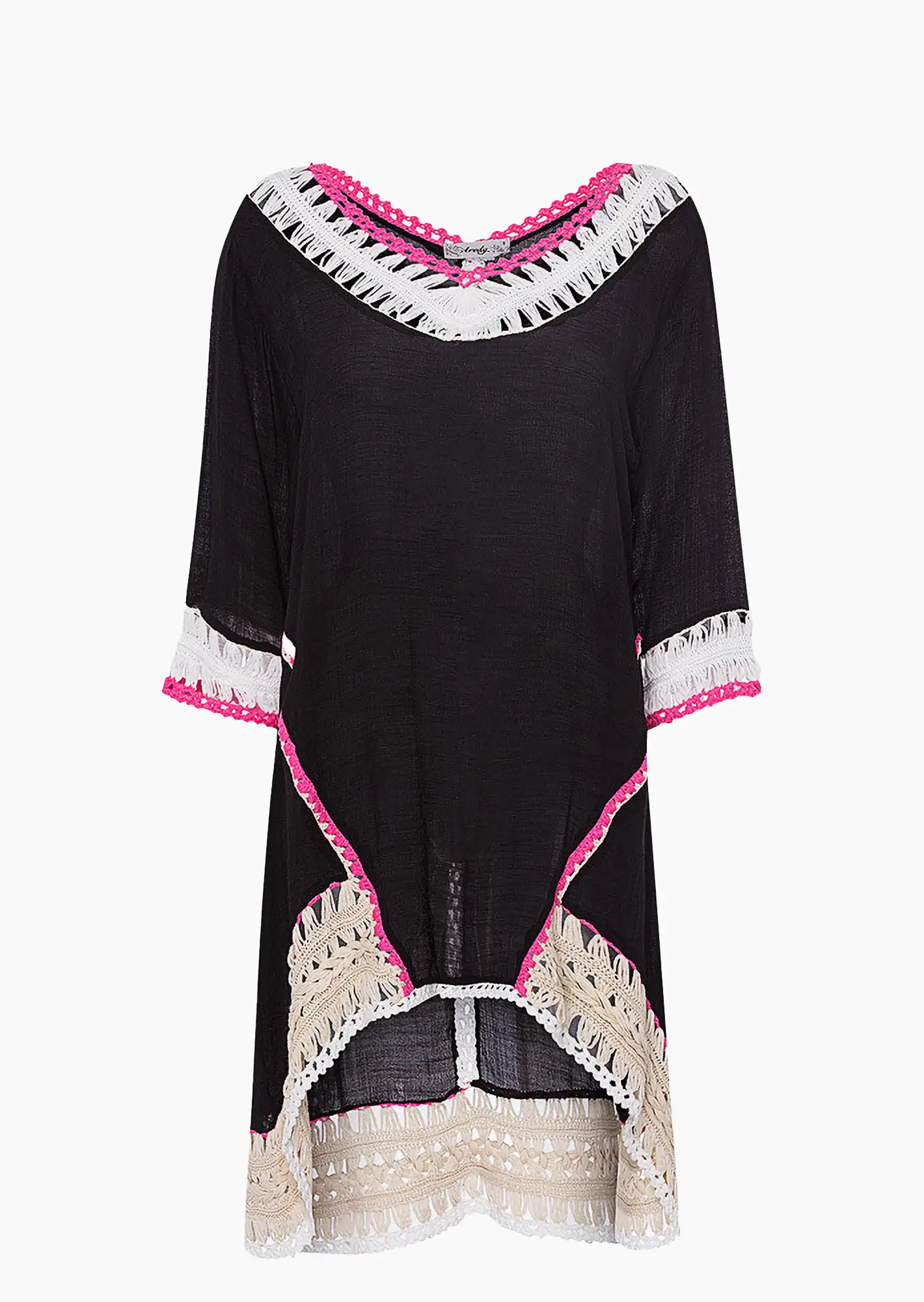 Bluse mit Crochet, schwarz