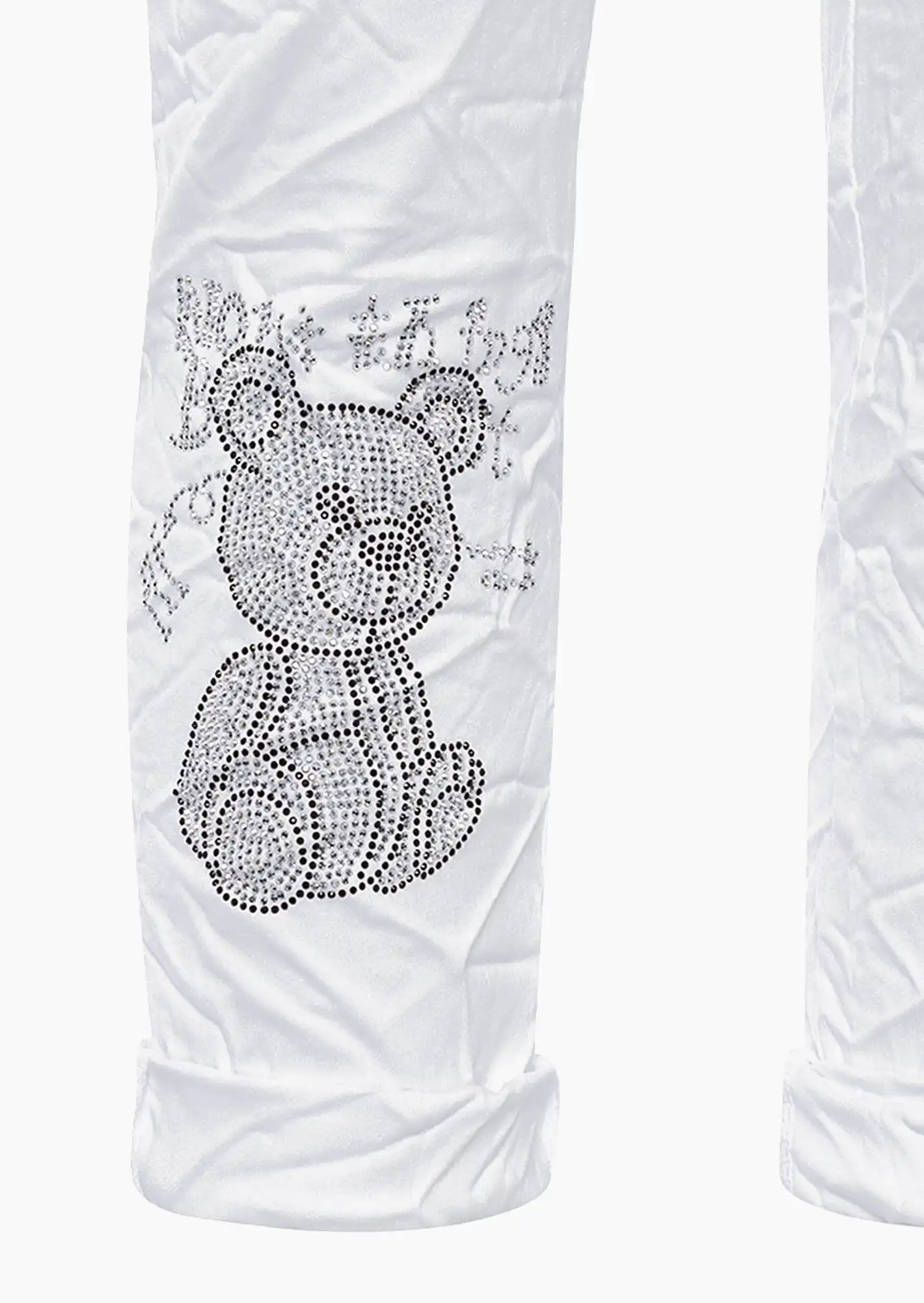 Joggpants 'Glitzer-Teddy', weiß