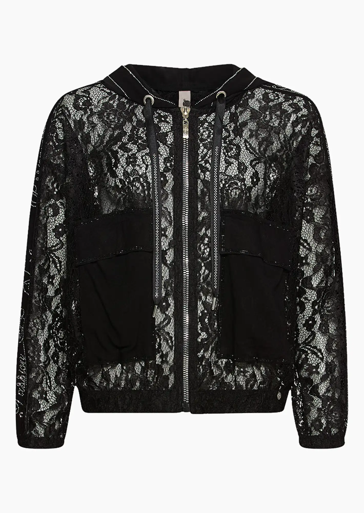 Shirtjacke aus Spitze, schwarz
