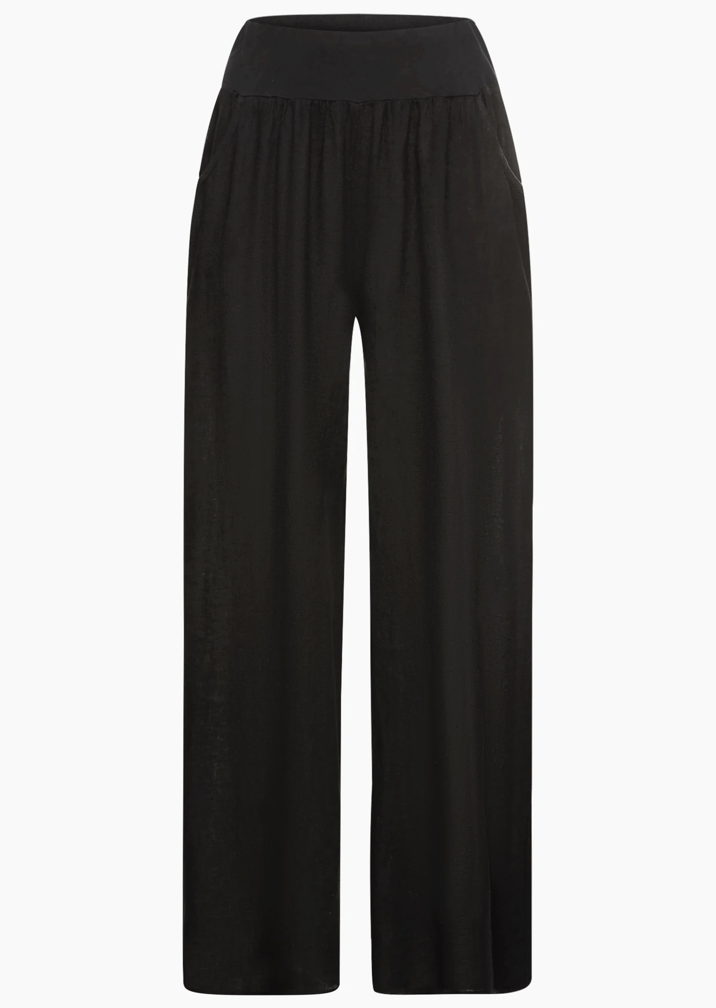Wide Leg Leinenhose, schwarz