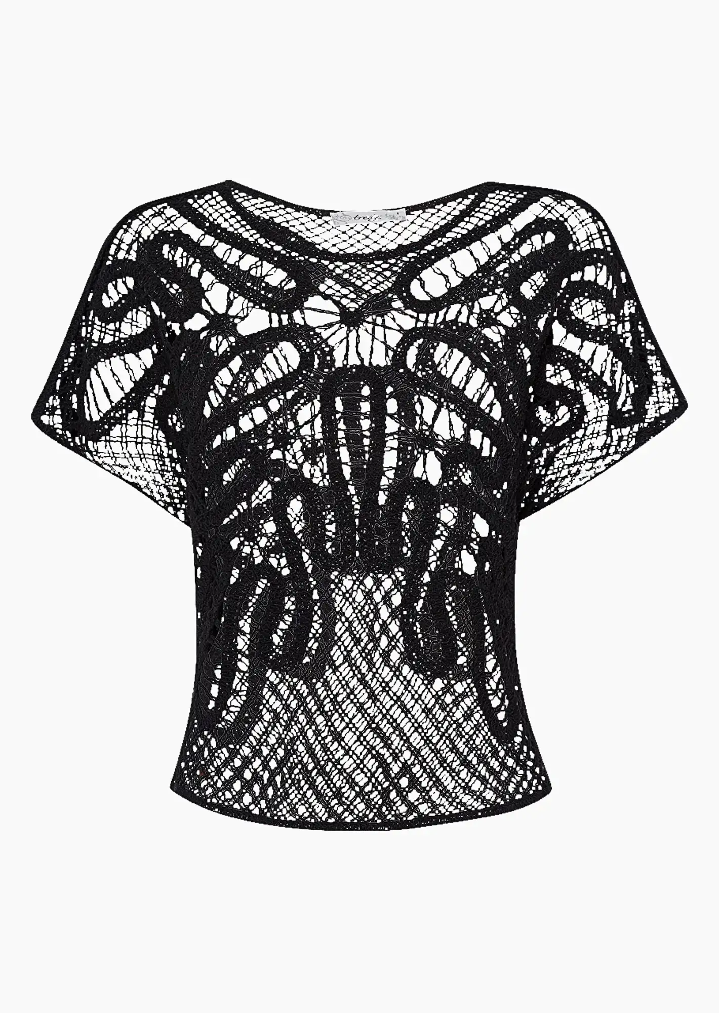 Pullover in Häkel-Optik, schwarz