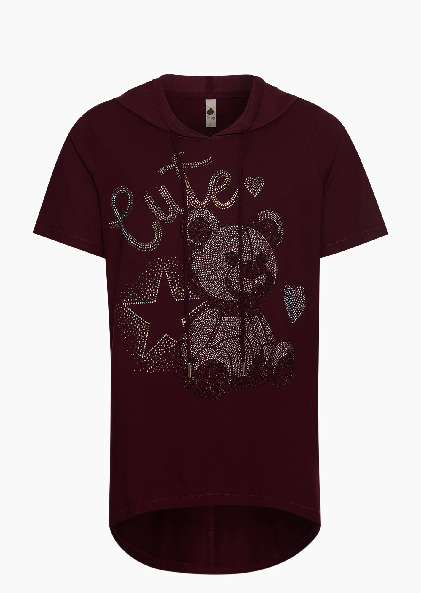 Shirt 'Cute', burgund
