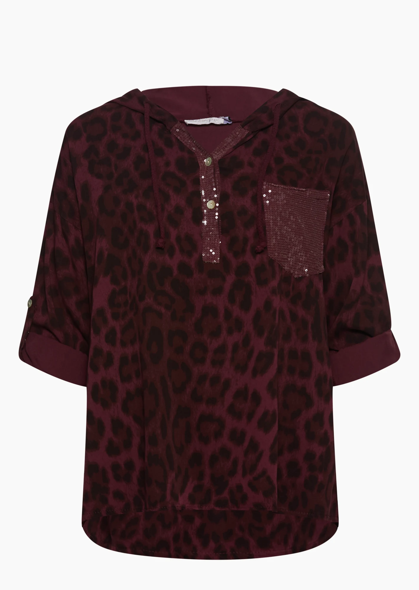 Bluse im Leo-Style, burgund