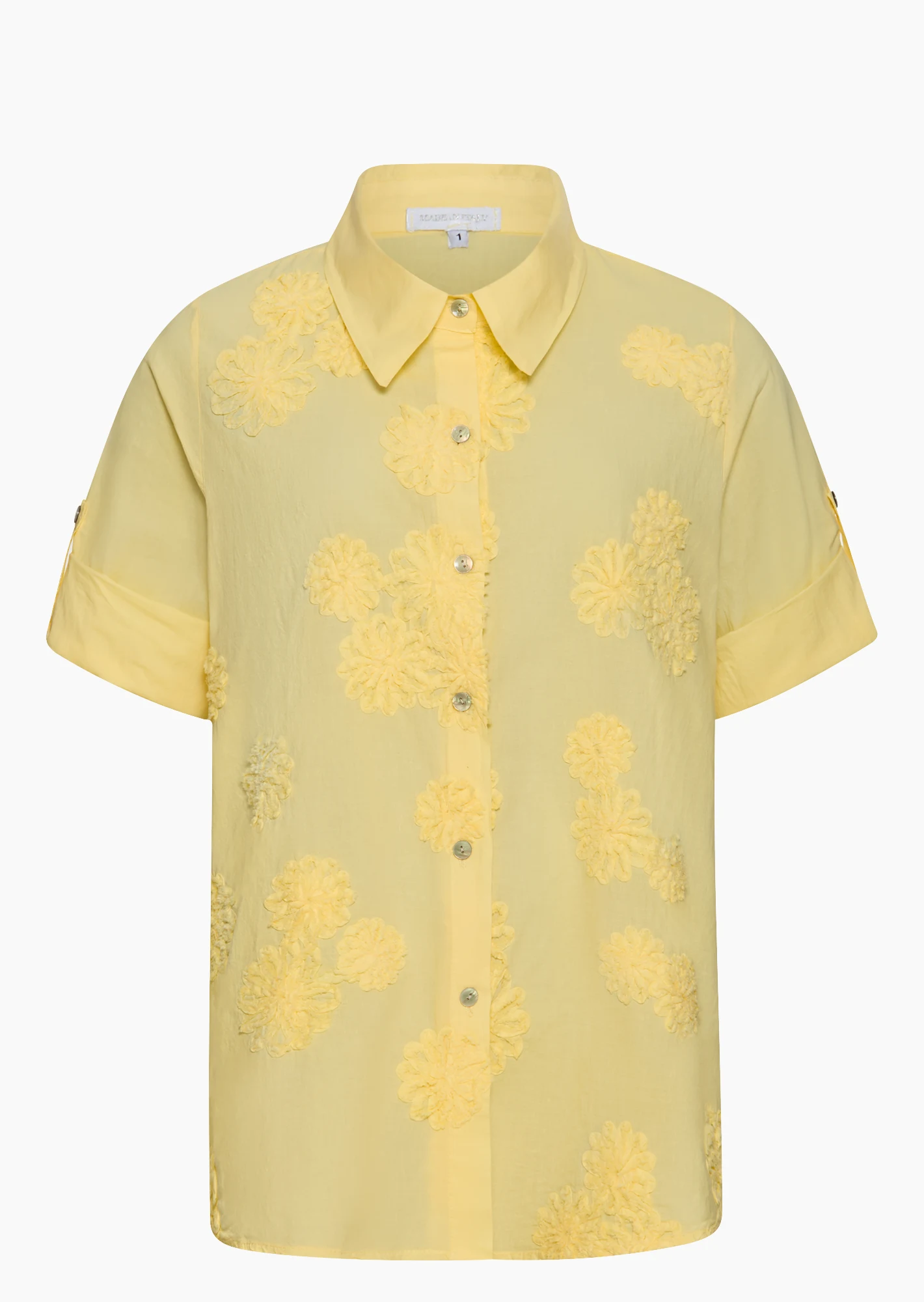 Bluse Blumenpatches, butter yellow