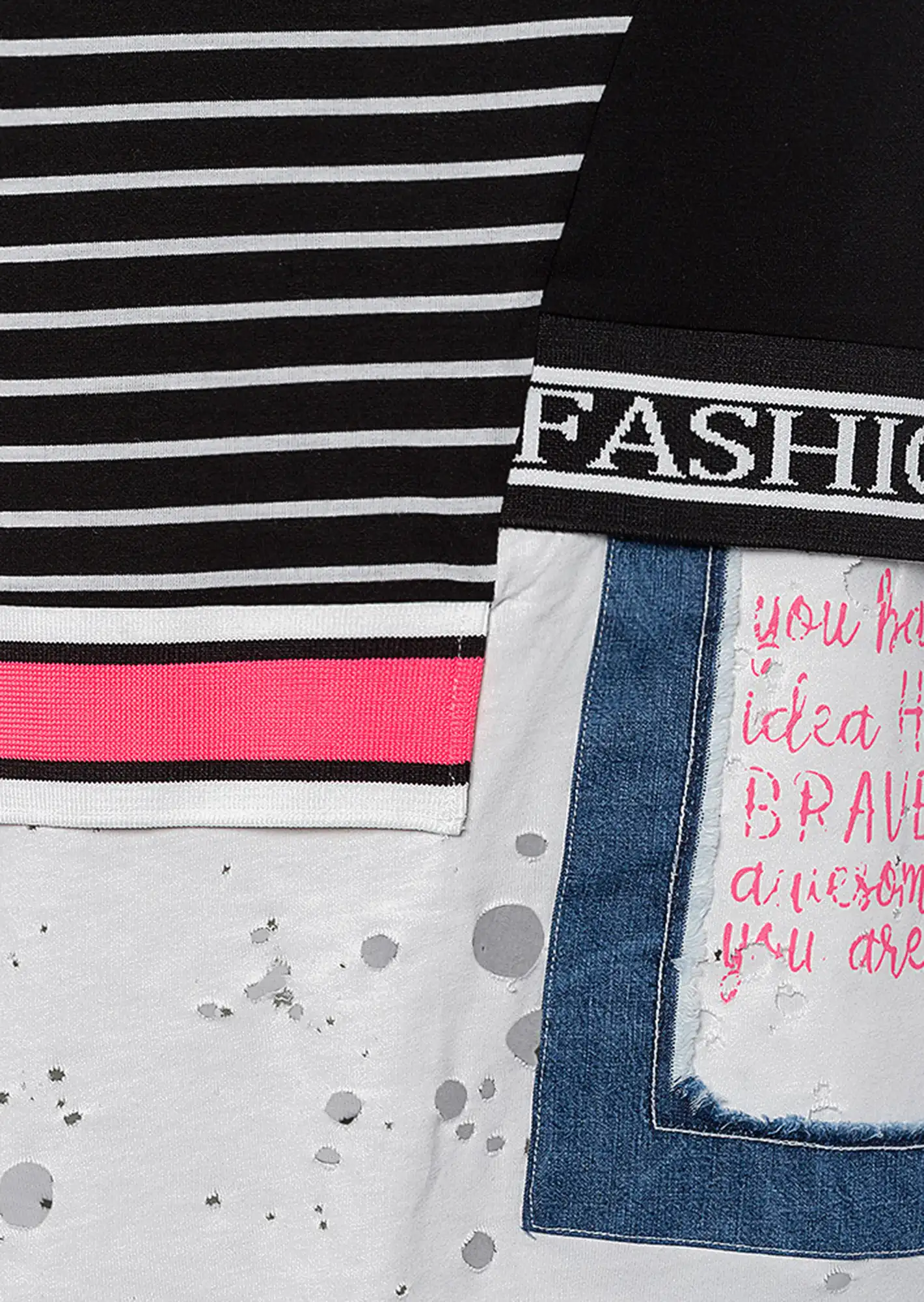 Shirt 'Brave', offwhite-schwarz