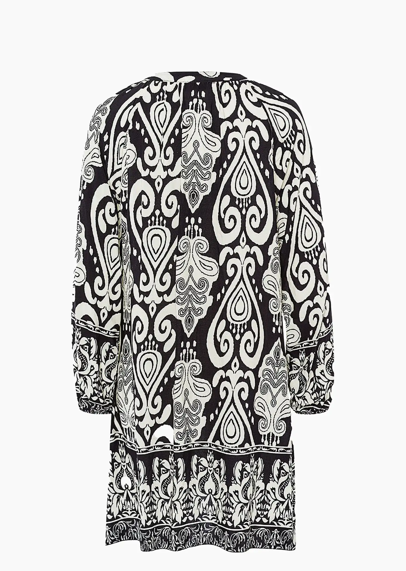 Tunika im Alloverprint, schwarz-offwhite