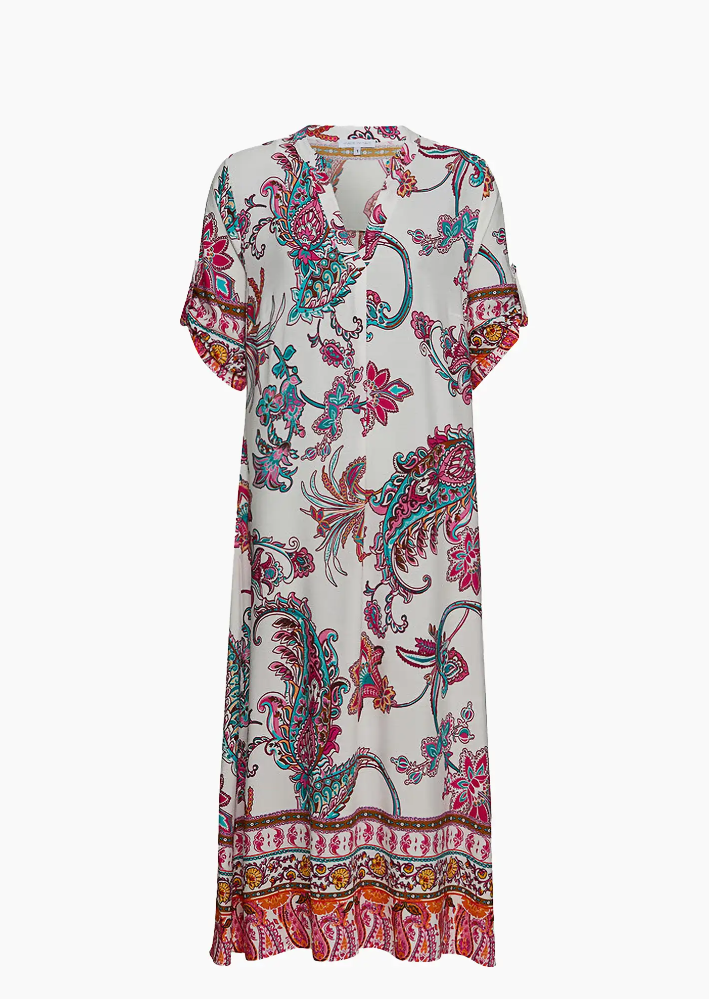 Kleid im Alloverprint, weiß-bunt