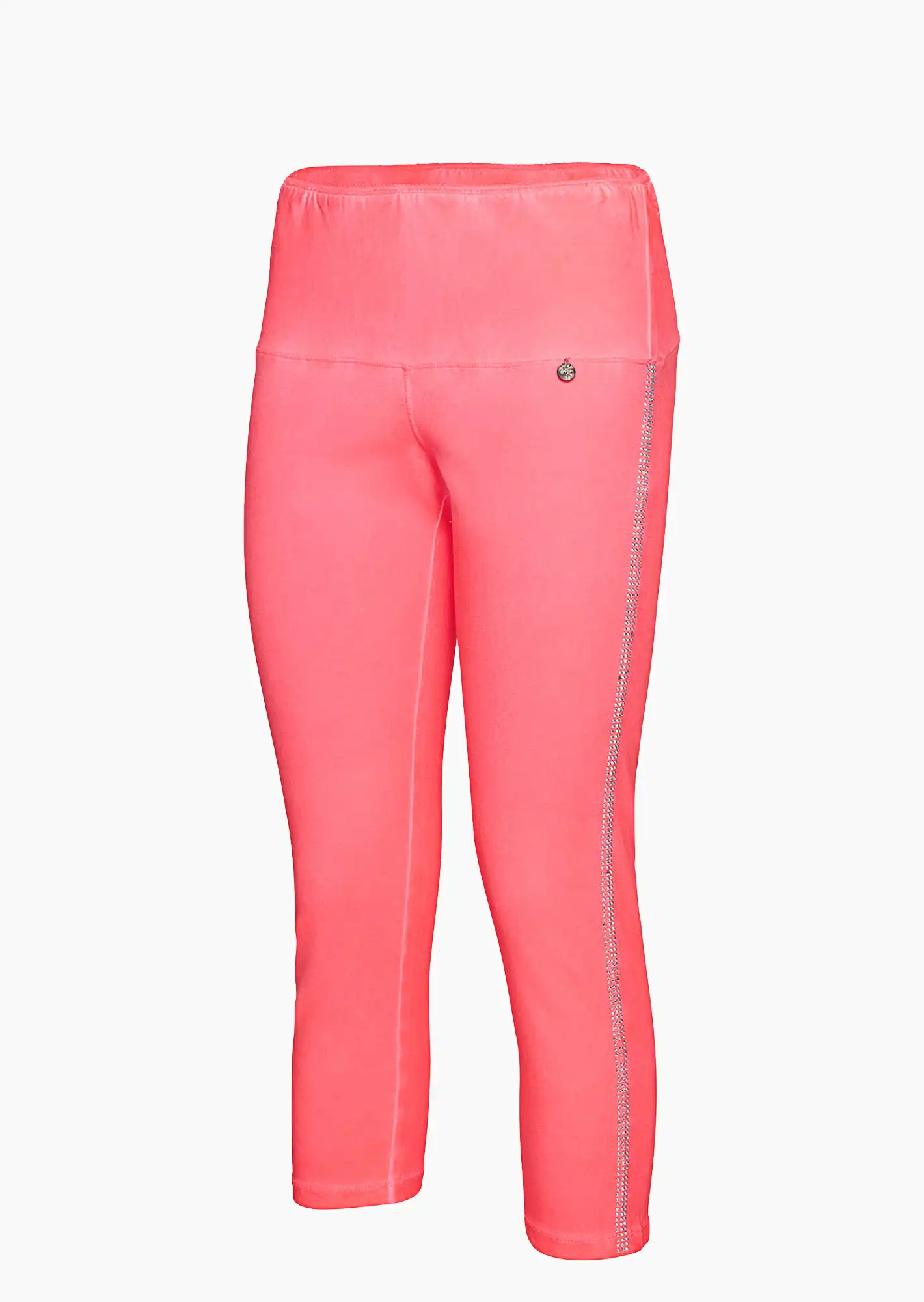 Capri-Leggings mit Galonstreifen, neon lobster