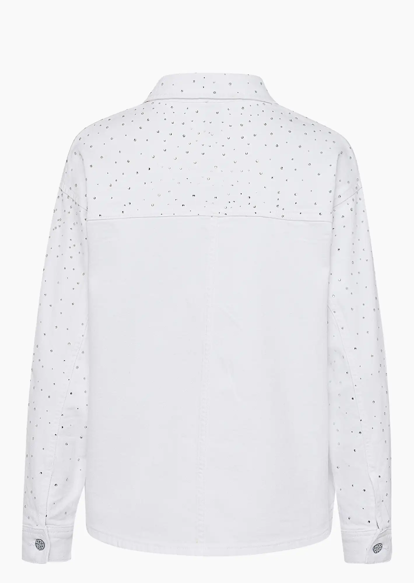 Jeansjacke mit Ziersteinregen, weiß