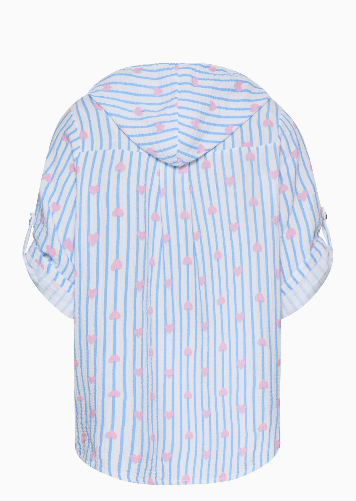 Musselin Bluse, weiß-blau