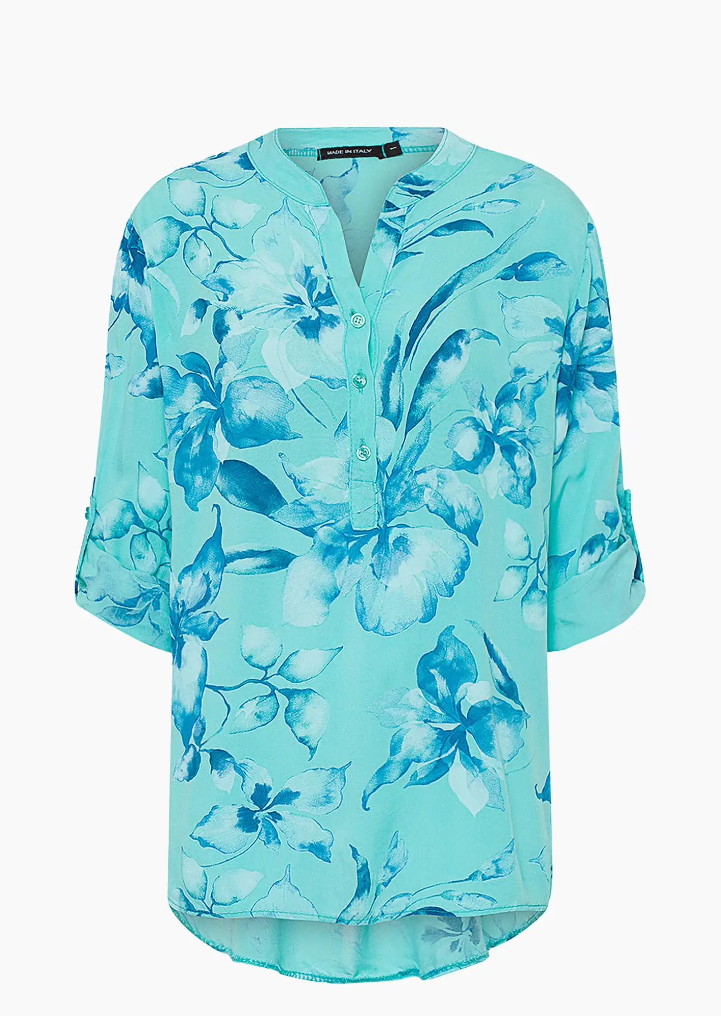 Bluse im Alloverprint, türkis