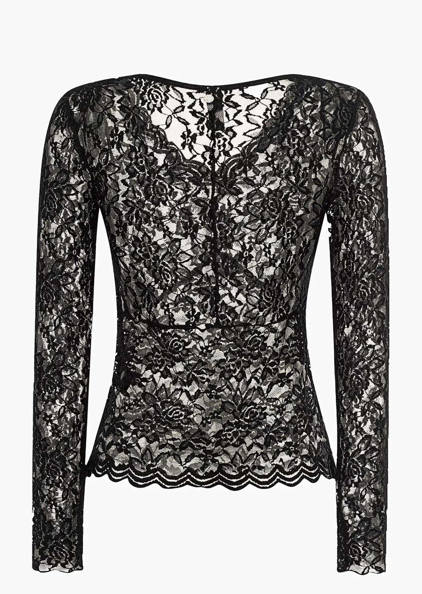 Langarmshirt aus Spitze, schwarz