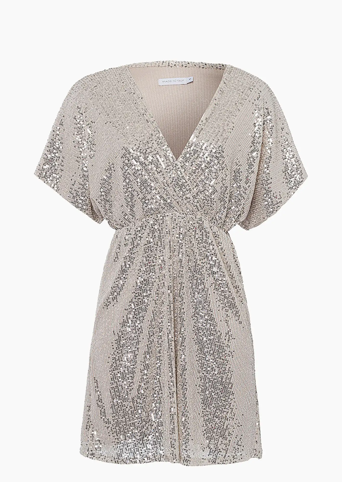 Kleid mit Pailletten, crema