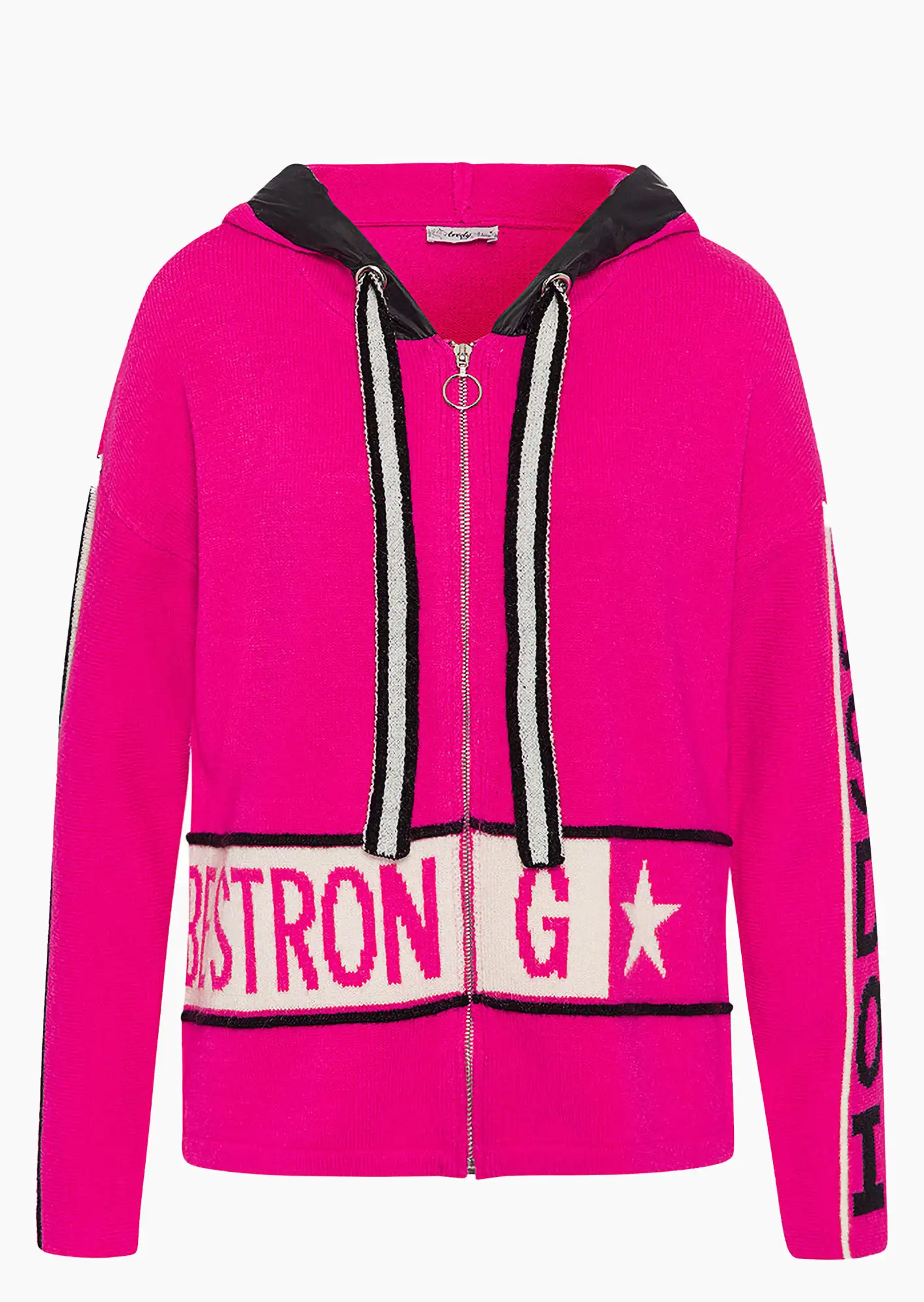 Strickjacke 'Be strong', pink flash