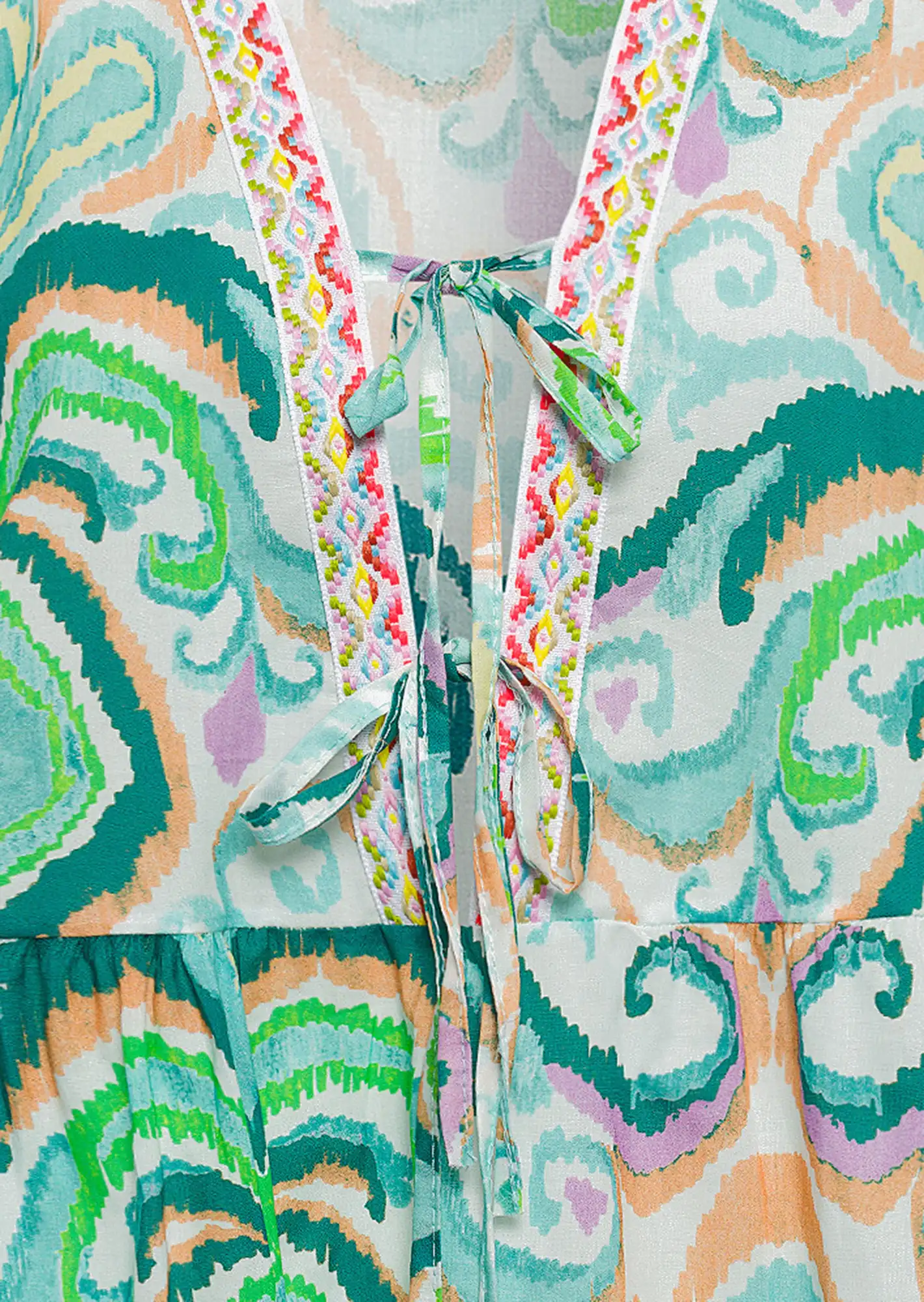 Tunika mit gestickter Borte, blue fluro