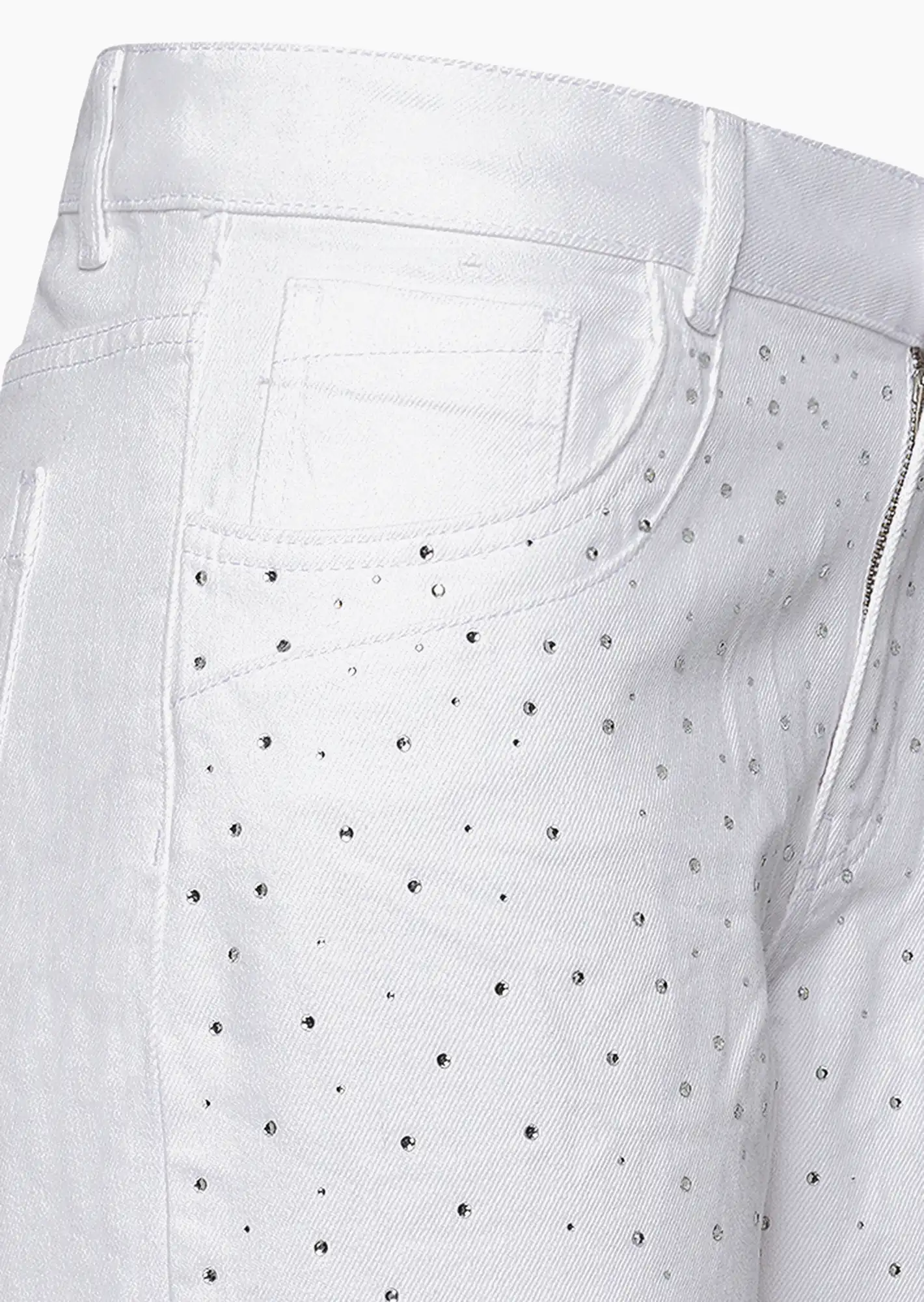 Wide Leg Jeans mit Ziersteinen, weiß