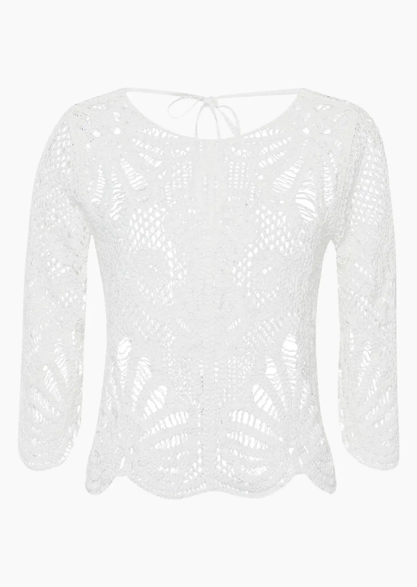 Pullover in Häkel-Optik, offwhite