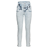 High-Waist Jeans mit Tüll, bleached denim 