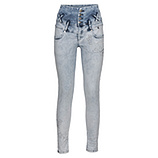 High-Waist Jeans mit Ziersteinen, bleached denim 
