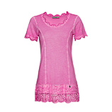 Basic Shirt mit Spitze, pink fluro 