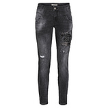 Jeans mit Metallic-Print, schwarz 