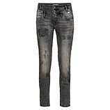 Sweat-Jeans mit destroyed-Optik, black denim 