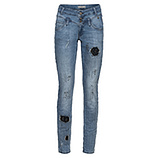 Jeans mit Häkelspitze, blue denim 