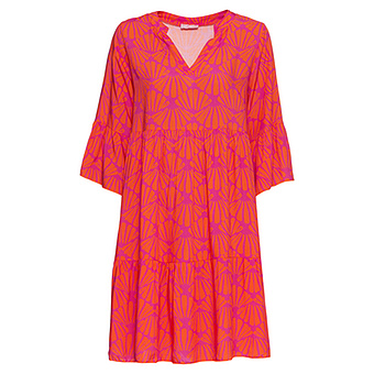 Kleid im Alloverprint, pink-orange 