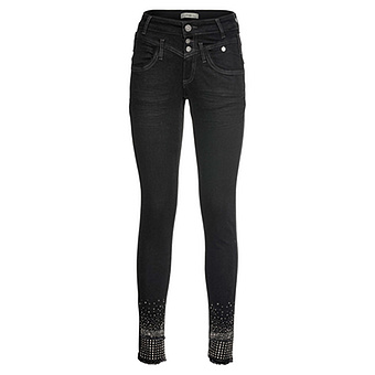 Jeans mit Ziersteinen, schwarz 