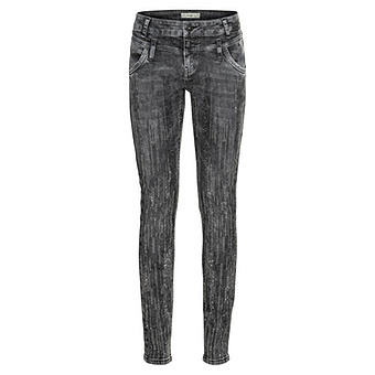 Jeans Doppelbund mit Ziersteinen, grey denim 