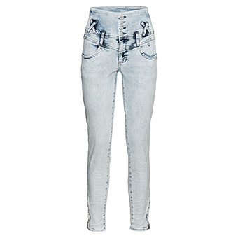 High-Waist Jeans mit Tüll, bleached denim 