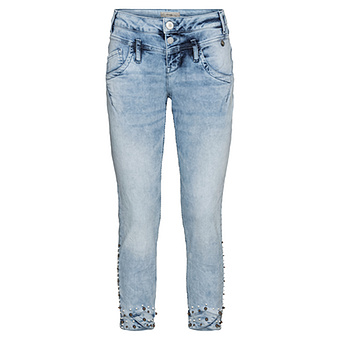 Jeans mit Zierperlen, bleached 