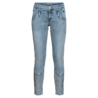 Jeans mit Doppelbund, bleached blue denim 